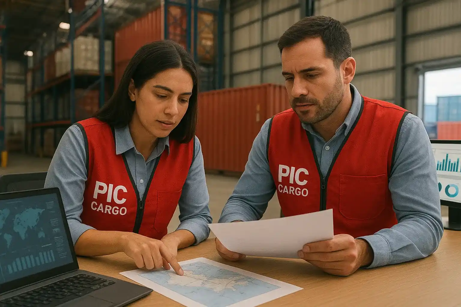 Equipo coordinando operaciones logísticas