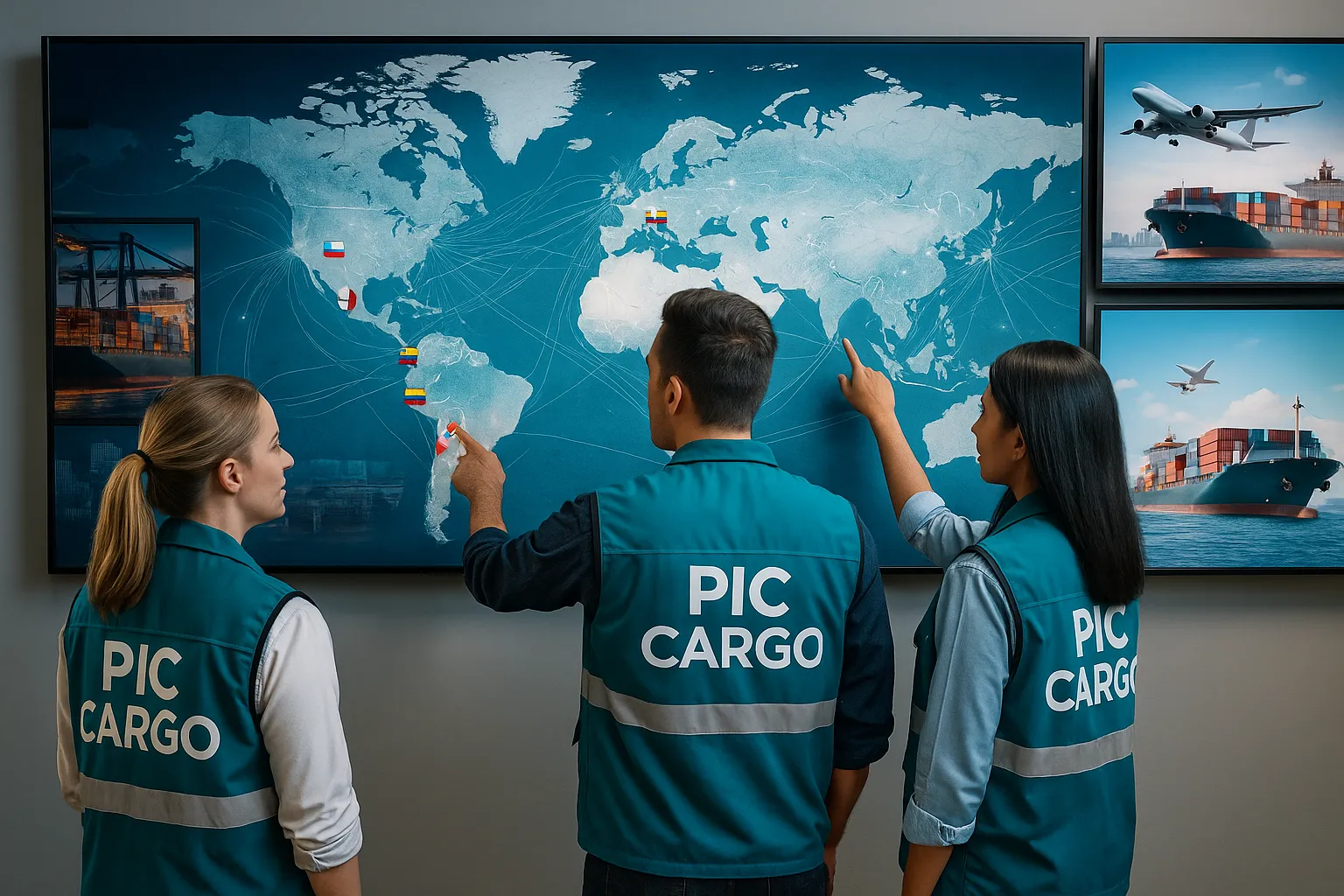 Mapa ilustrativo de cobertura de países en logística internacional